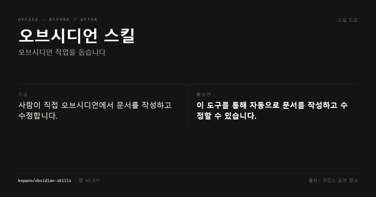 오브시디언 스킬 전후 비교