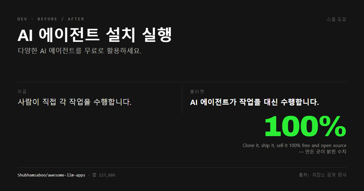 AI 에이전트 설치 실행 전후 비교